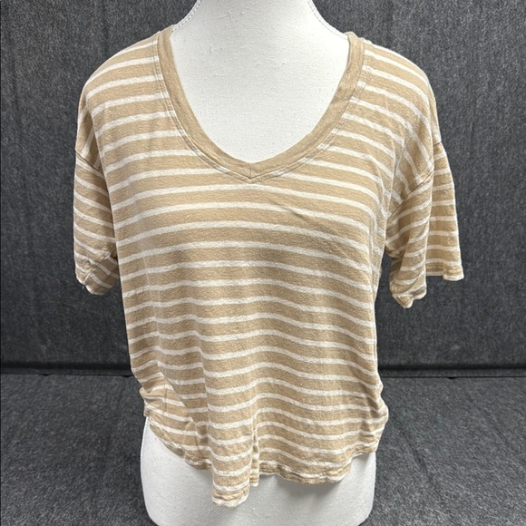 Faherty Tan Crop Relaxed Tee Short Sleeve - Picture 1 of 5
